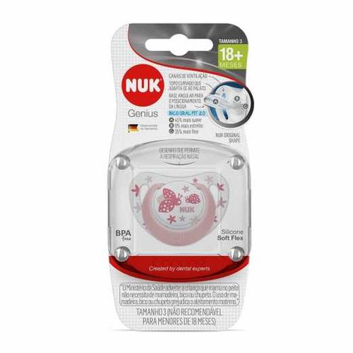 Chupeta Nuk Genius Silicone Lilás +18 Meses Tamanho 3 com 1 Unidade