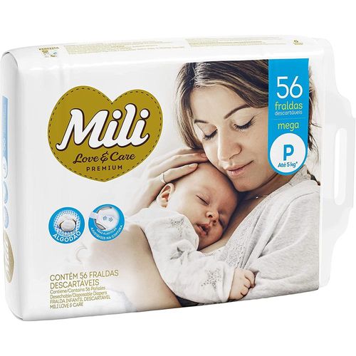 Fraldas LoveCare Mega Tamanho P Mili com 56 Unidades