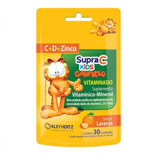 Suplemento Vitamínico-Mineral Sabor Laranja Supra C Kids Vitaminado com 30 Unidades