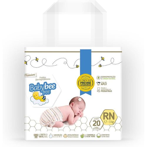 Fralda Dermoprotetora Baby Bee Free RN com 20 Unidades