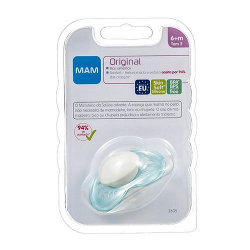 Chupeta MAM Original 6 Meses+ Tamanho 2 Azul com 1 Unidade