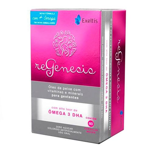 Suplemento Vitamínico e Ômega 3 DHA Regenesis com 60 Cápsulas Moles