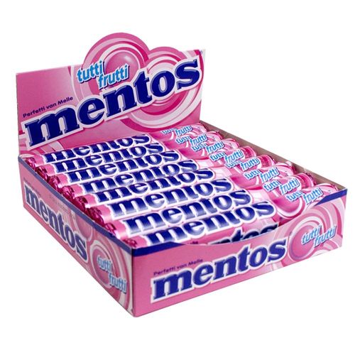 Display com Pastilhas Sabor Tutti-Frutti Mentos com 16 Unidades com 37.5g