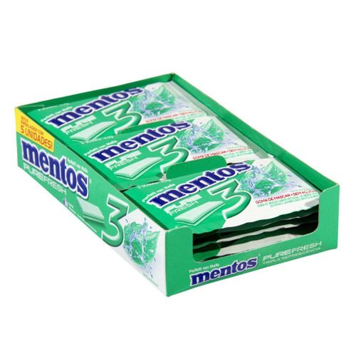 Display com Gomas 3 Camadas Spearmint Mentos com 15 Unidades com 8.5g