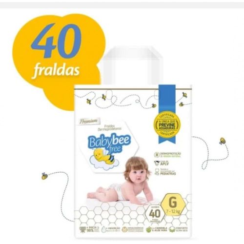 Fralda Infantil Baby Bee Free Mega G Dermoprotetora com 40 Unidades