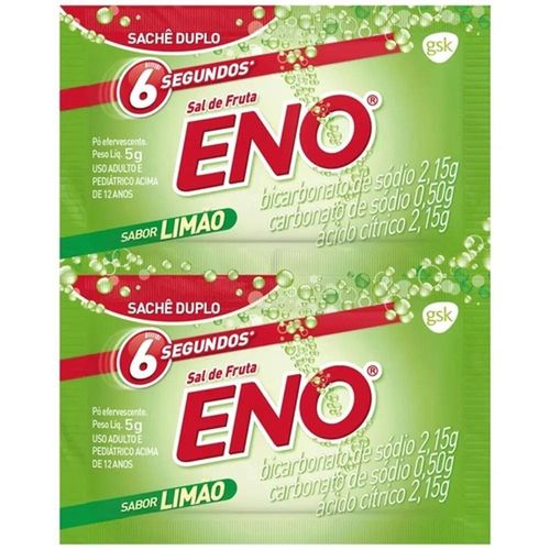 Sal de Frutas Eno Sabor Limão Pó Efervescente de Uso Oral com 30 Unidades com 2 Envelopes com 5g