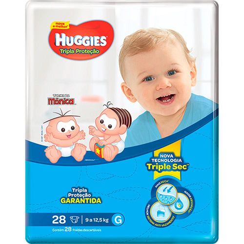 Fralda Huggies Turma da Mônica Tripla Proteção G com 28 Unidades