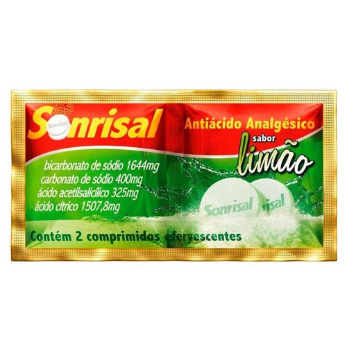 Sonrisal 1644mg + 400mg + 325mg + 1507,8mg Sabor Limão com 30 Envelopes com 2 Comprimidos Efervescentes