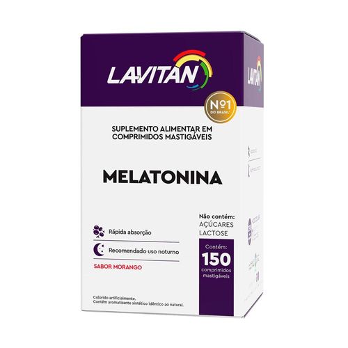 Melatonina 0,21mg Sabor Morango Lavitan com 150 Comprimidos