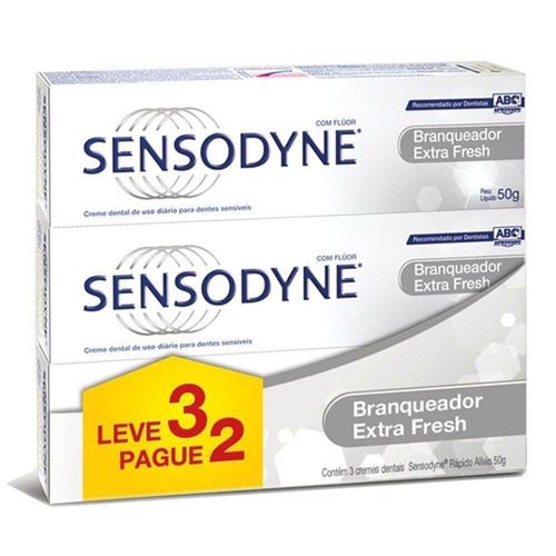 Creme Dental Sensodyne Branqueador Extra Fresh Pague 2 e Leve 3 Unidades com 50g