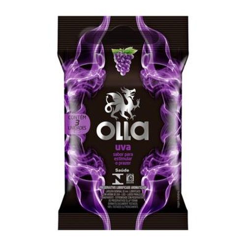 Preservativo Olla Lubrificado Uva com 3 Unidades