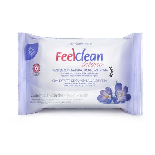 Lenços Umedecidos Feelclean Íntimo com 16 Unidades