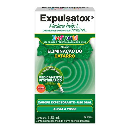 Expulsatox Infantil 7mg/ml com Seringa e Copo Dosador Xarope Expectorante Sabor Framboesa 100ml