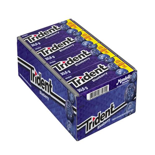 Display com Chicletes Trident 18s Sabor Blueberry com 12 Unidades com 30.6g