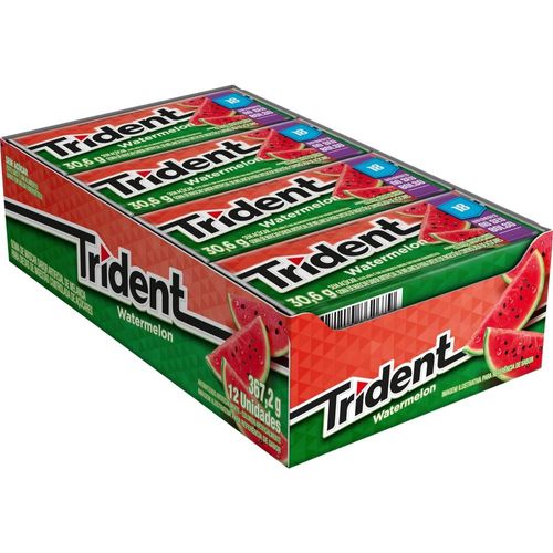 Display com Chicletes Trident 18s Sabor Watermelon com 12 Unidades com 30.6g