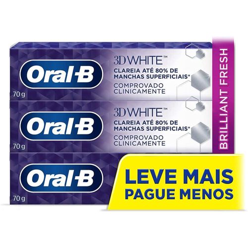 Creme Dental 3D White Brilliant Fresh Oral-B com 4 Unidades com 70g