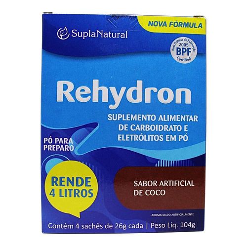 Rehydron Sabor Coco Suplanatural com 4 Sachês com 26g