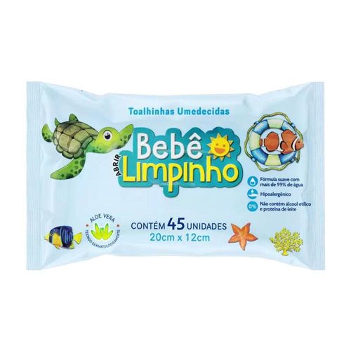 Toalhas Umedecidas Bebe Limpinho com 40 Unidades