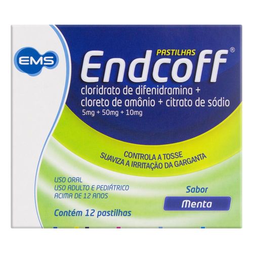 Endcoff 5mg + 50mg + 10mg Uso Oral Sabor Menta com 12 Pastilhas