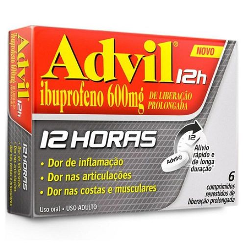Advil 12H 600mg com 6 Comprimidos Revestidos de Liberação Prolongada