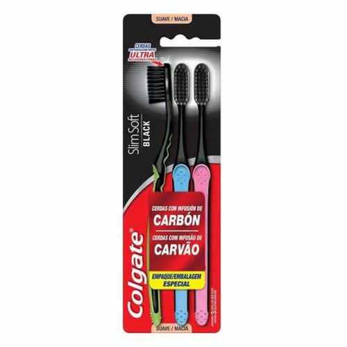 Escova Dental Colgate Slim Soft Black com 4 Unidades