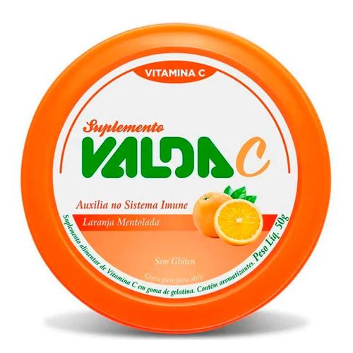 Balas de Gelatina Vitamina C Sabor Laranja Valda Pote 50g