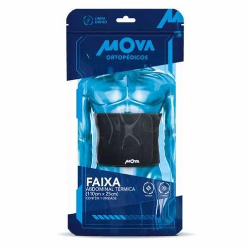 Faixa Abdominal Térmica Tamanho Único Preta Mova Ortopédicos com 1 Unidade