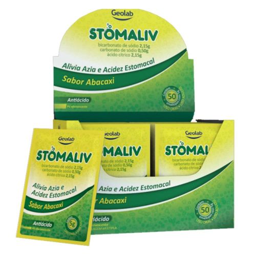 Stomaliv 430mg/g + 430mg/g + 100mg/g Sabor Abacaxi Pó Efervescente com 50 Envelopes com 5g