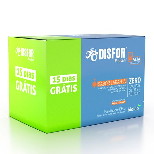 Colágeno em Pó Sabor Laranja Disfor com 45 Sachês