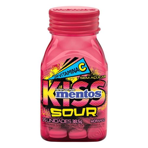 Mentos Bala Kiss Sour Sabor Morango 38.5g