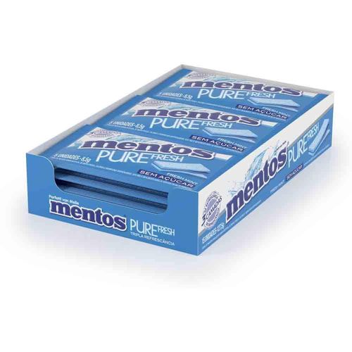Display com Gomas 3 Camadas Fresh Mint Mentos com 15 Unidades com 8.5g