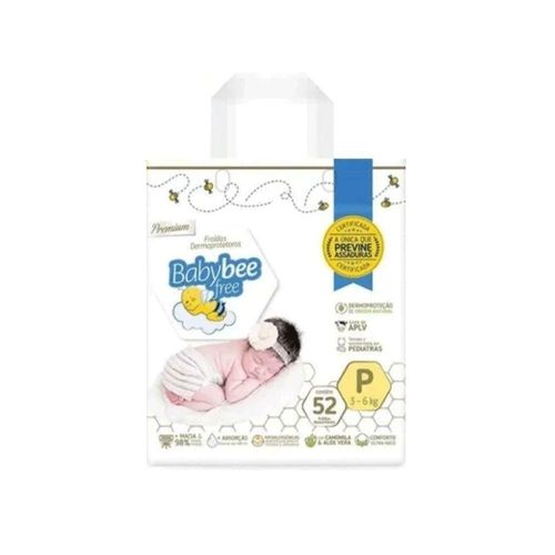 Fraldas Dermoprotetoras Baby Bee Free P com 52 Unidades