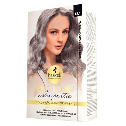 Kit Coloração Creme Excllusiv Color Pratic Haskell Cor Nº 12.1 Super Clareador Cinza com 1 Unidade