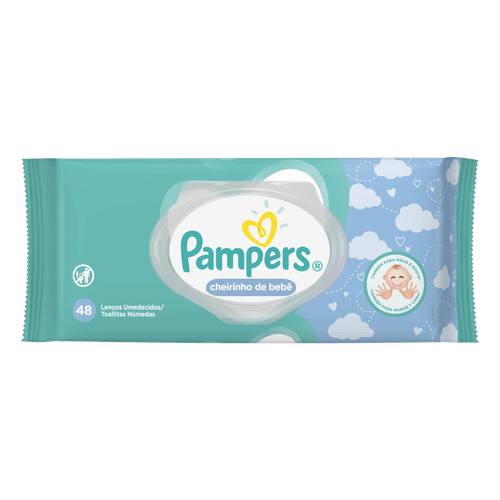 Lenços Umedecidos Pampers Cheirinho de Bebê com 48 Unidades