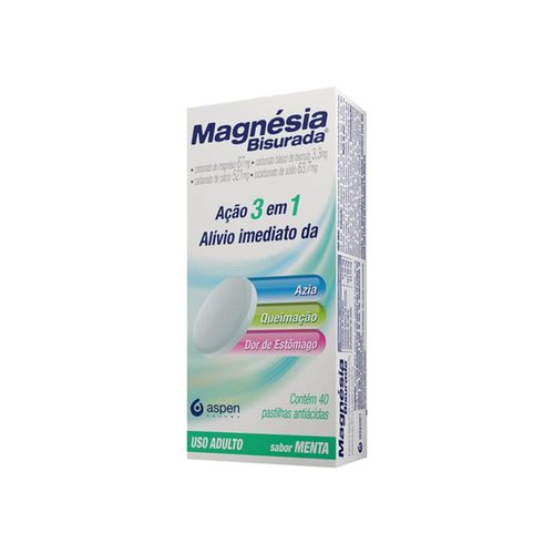 Magnésia Bisurada Sabor Menta com 40 Pastilhas