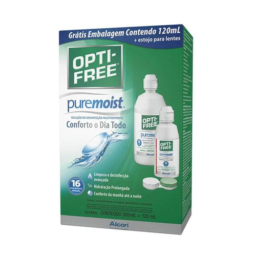 Kit Opti-Free Puremoist Solução para Lentes de Contato 300ml + 120ml + 1 Estojo para Lentes de Contato
