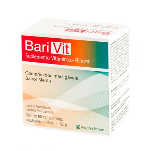 Suplemento Vitamínico - Mineral BariVit com 60 Comprimidos Mastigáveis