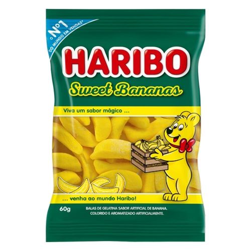 Balas de Gelatina Sabor Sweet Bananas Haribo 60g