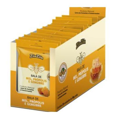 Balas Dura Ziin Ziin Gengibre Mel & Própolis com 20 Unidades com 30g