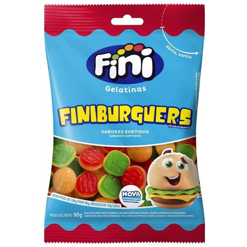 Balas de Gelatina Finiburguers Sabores Sortidos Fini 90g