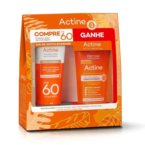 Kit Actine com Protetor Solar FPS 60 Universal Color 40g + Gel de Limpeza 40g