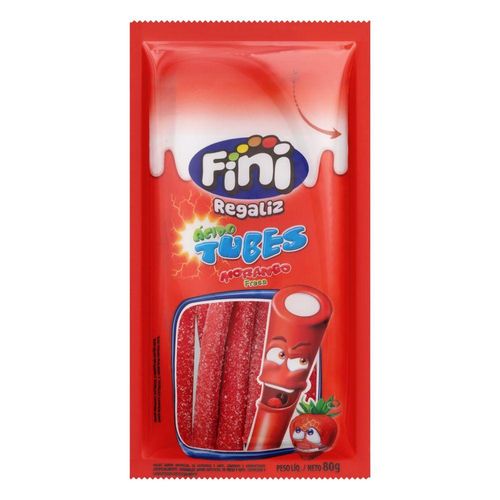 Display de Balas Fini Tubes Sabor Morango Cítrico com 12 Unidades com 80g