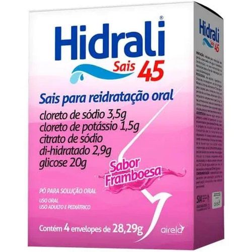 Hidrali Sais 45 Pó para Solução de Uso Oral Sabor Framboesa com 4 Envelopes com 28,29g
