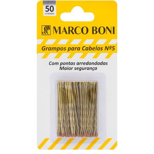 Grampos para Cabelos Nº 5 Dourado Marco Boni com 50 Unidades