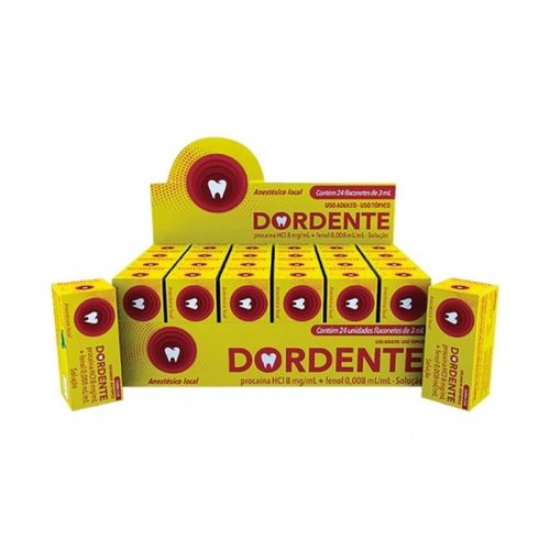 Dordente 24mg + 0,024ml Solução Tópica com 24 Flaconetes com 3ml