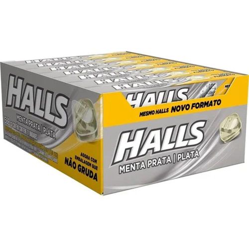 Balas Halls Sabor Menta Prata com 21 Unidades com 28g