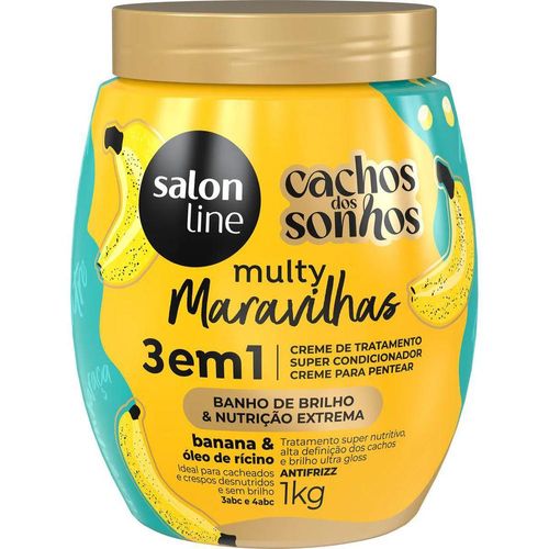 Salon Line Cachos dos Sonhos Creme Condicionador Banana 3 em 1 Multy Maravilhas 1Kg