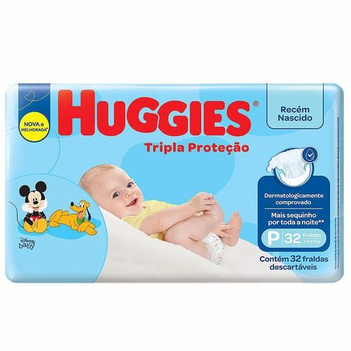 Huggies Fralda Descartável Tripla Proteção Tamanho P com 32 Unidades