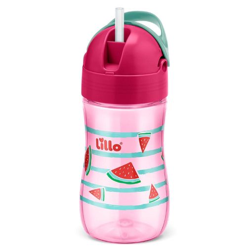 Copo Infantil com Canudo Lillo Evolution Rosa 300ml