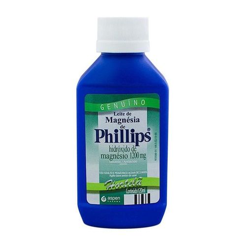Leite de Magnésia de Phillips 1214,25mg/15ml Suspensão de Uso Oral Sabor Hortelã Frasco 120ml